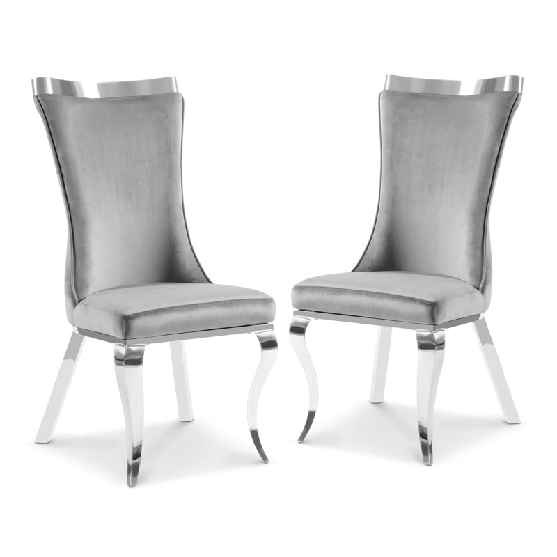 Ensemble de 2 chaises d'appoint rembourrées Monzeratt, Gris / Chrome