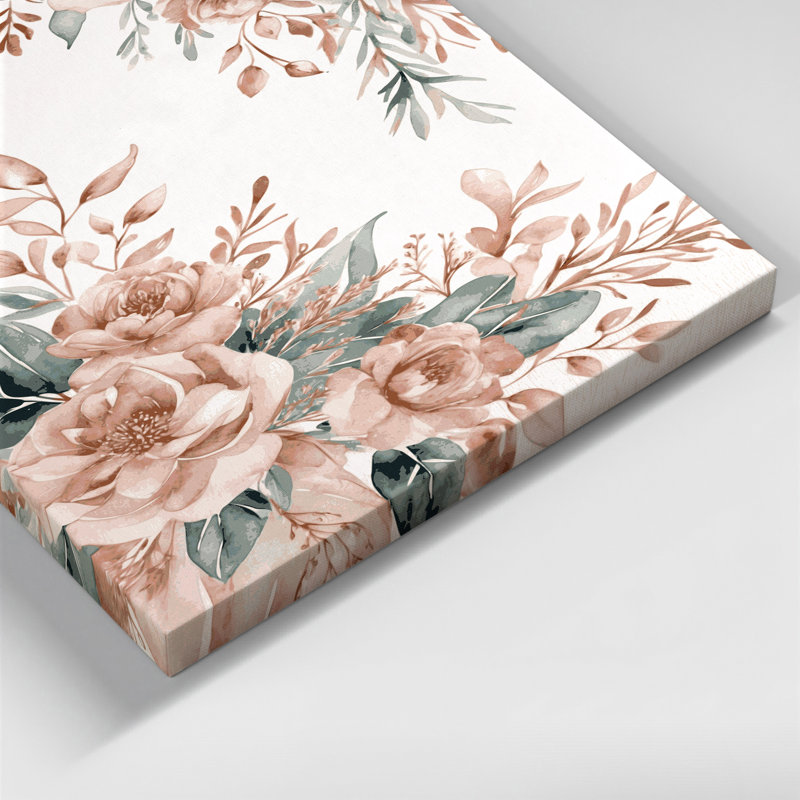 Aquarelle, art floral sur toile gris 6, H 24 po x l 36 po