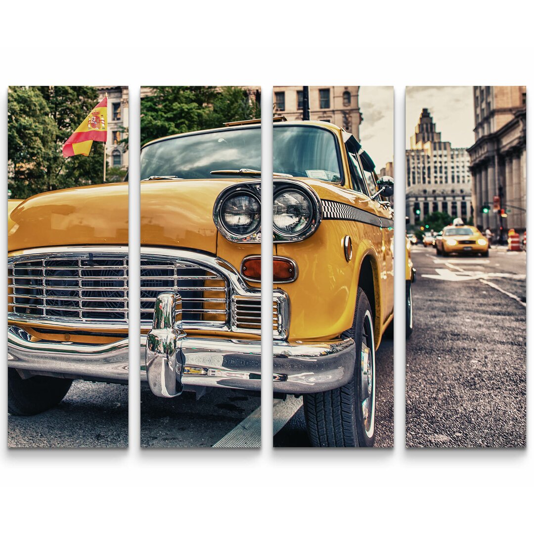 4-tlg. Leinwandbilder-Set Klassisches Yellow Cab in Manhatten