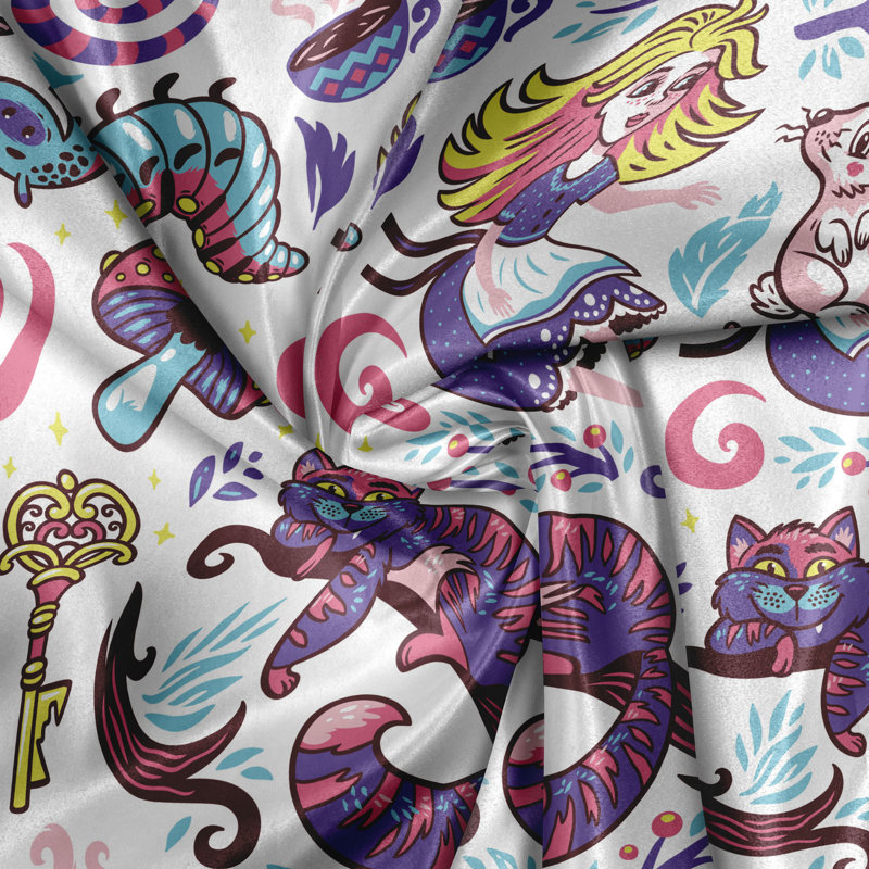 Rustic curtain, fairy tale caterpillar, multi -colored