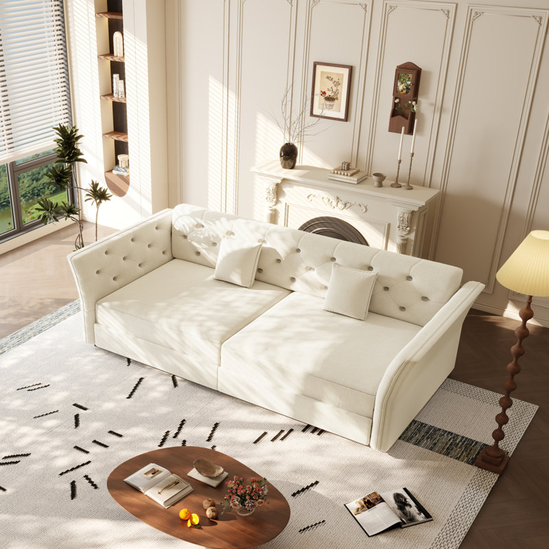 Canapé-lit convertible en velours 74,4 po pour grand lit, canapé convertible pour salon, H 35,02 po x l 74,42 po x P 33,92 po