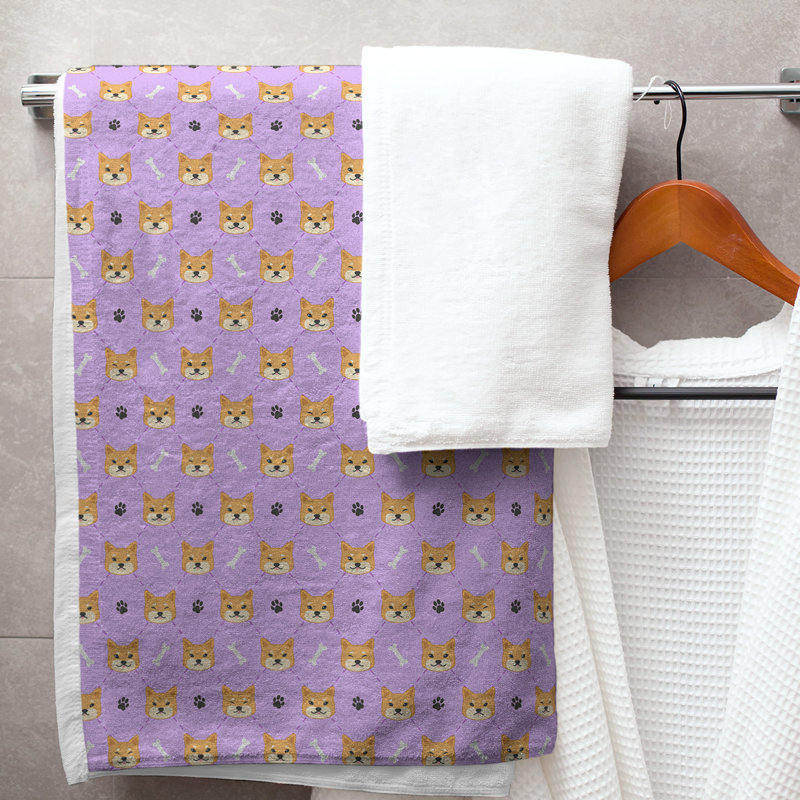Serviette de bain Shiba Inu, Lavande
