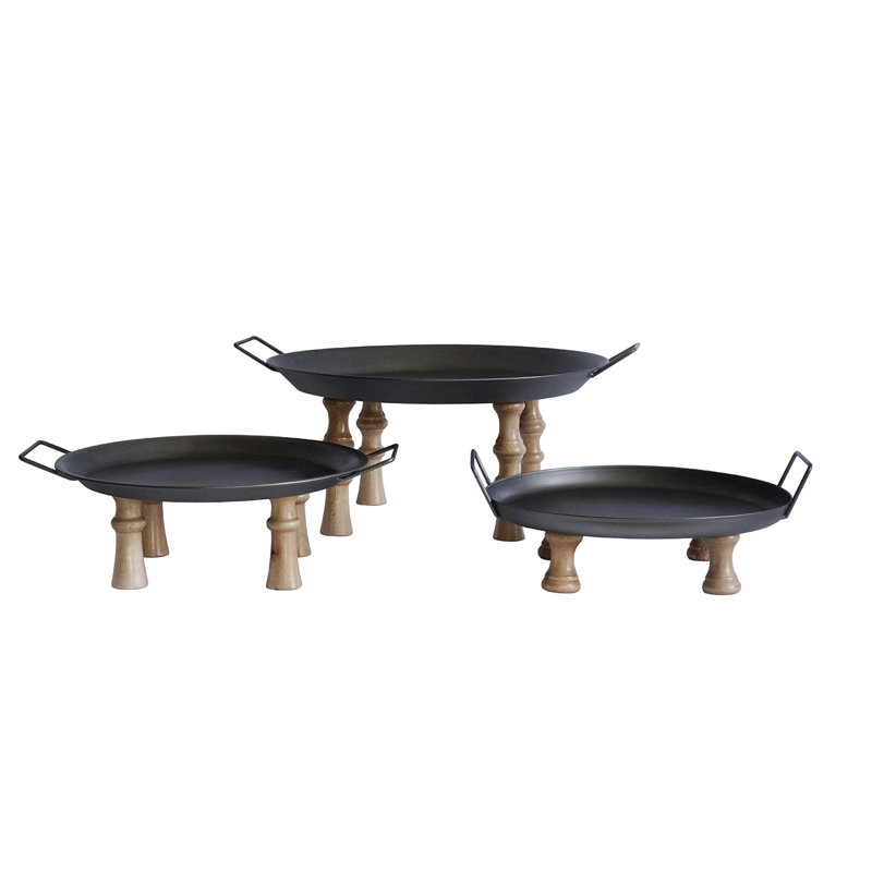 Ensemble de 3 présentoirs à plateaux en bois