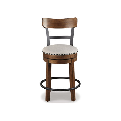 Valebeck Rustic Farmhouse 37In Counter Height Swivel Bar Stool, Brown