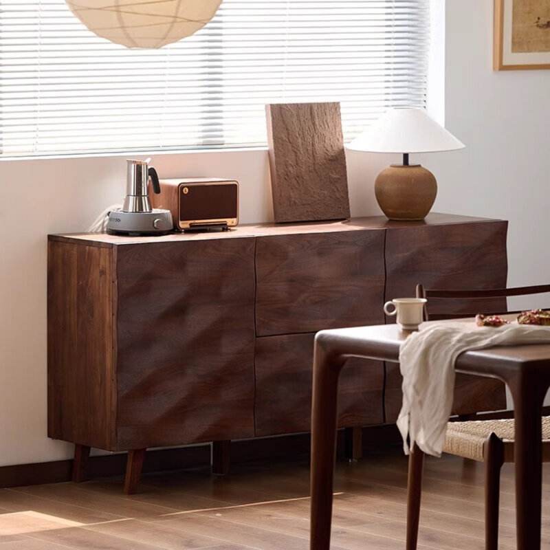 Buffet en bois massif au design créatif, 31.5" H x 70.87" W x 15.75" D