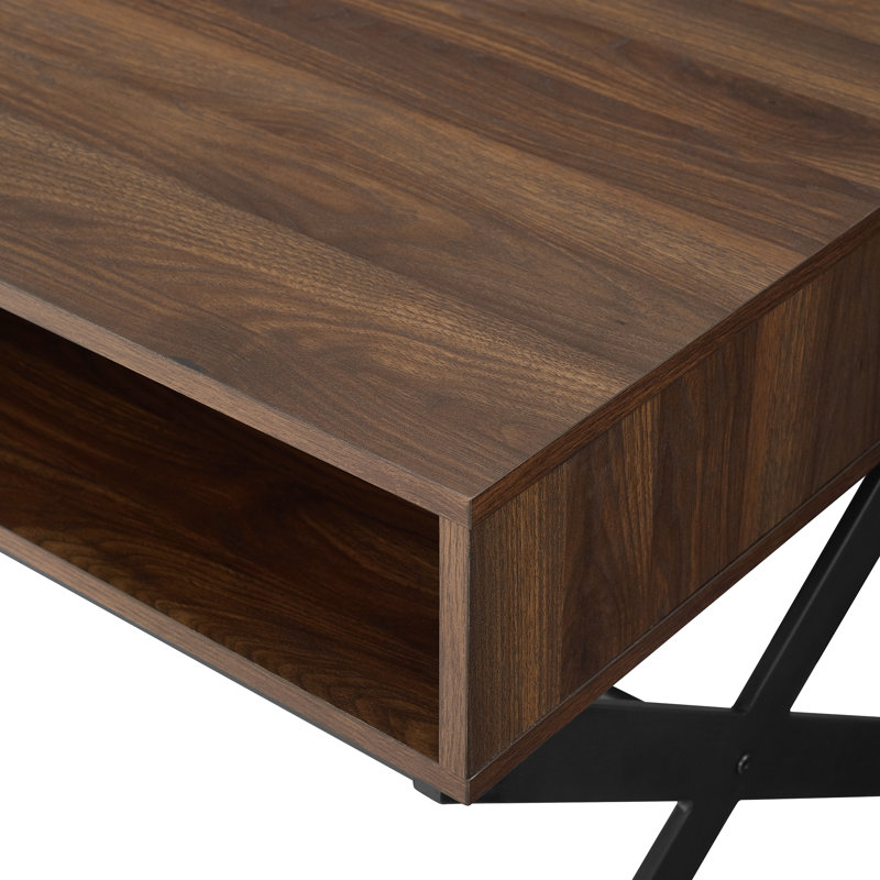 Table basse avec rangement Michela, Noyer foncé