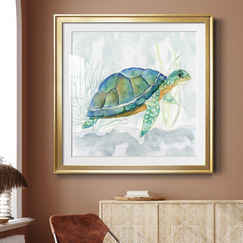 Riding the Current I - peinture encadrée, Encadrement doré, H 26,5 po x l 26,5 po x P 1,5 po