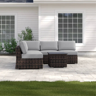 4 With Cushions, Fully Assembled, Rustproof Aluminum, Weather- , Foam-Filled Patio Socializing Assembled , Featuring Frame, Handwoven , Reversible Sectional, Easy To Maintain