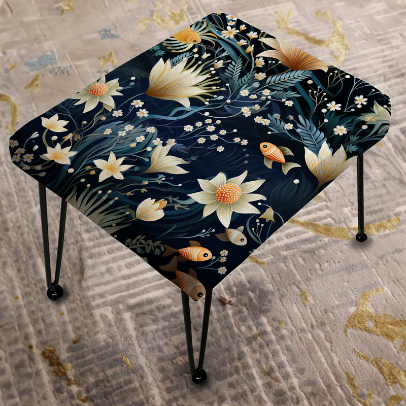 Fish Underwater Elegance Coastal Pattern - Coastal Rectangle Ottoman