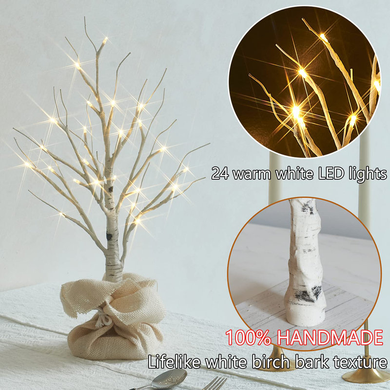 Lighted Birch Tree with Timer for Home Decor