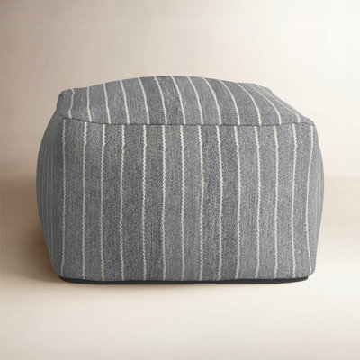 Kat 22" Wide Square Striped Pouf Ottoman by Birch Lane