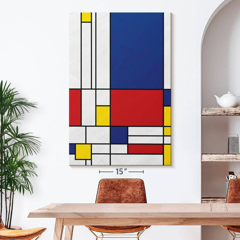 Géométrique «Mondrian II» sur toile, H 51 po x l 34 po x P 1,25 po