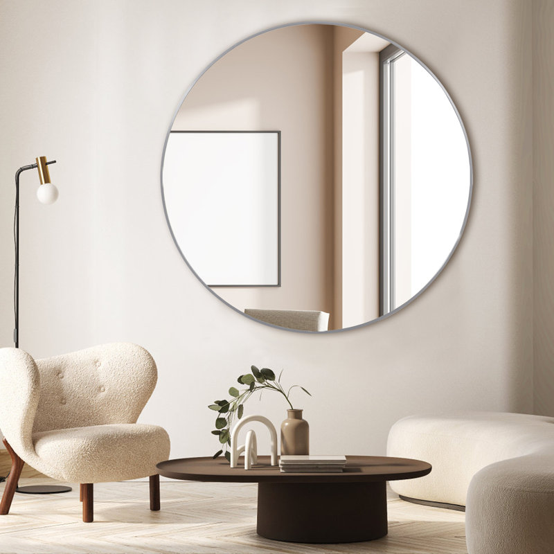 Miroir de salle de bain Akeela, 42 po x 42 po, Argent