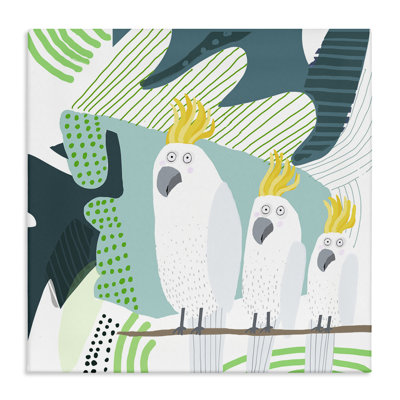 Whimsical Patterned Cockatoo Canvas Wall Art by Carla Daly
