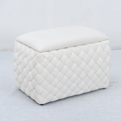 Adamarie Velvet Storage Ottoman - Cream