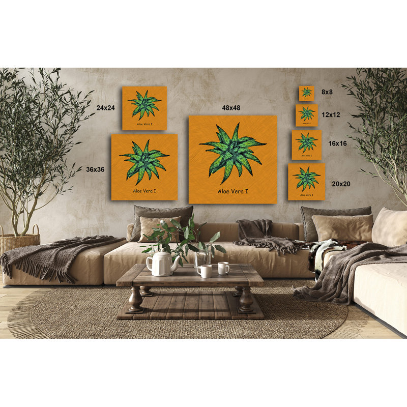 «Abstract Aloe Vera I», reproduction sur toile tendue, H 8 po x l 8 po x P 1,5 po
