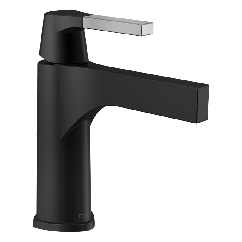 Zura Single Hole Bathroom Faucet with Drain Assembly, Chrome/Matte Black