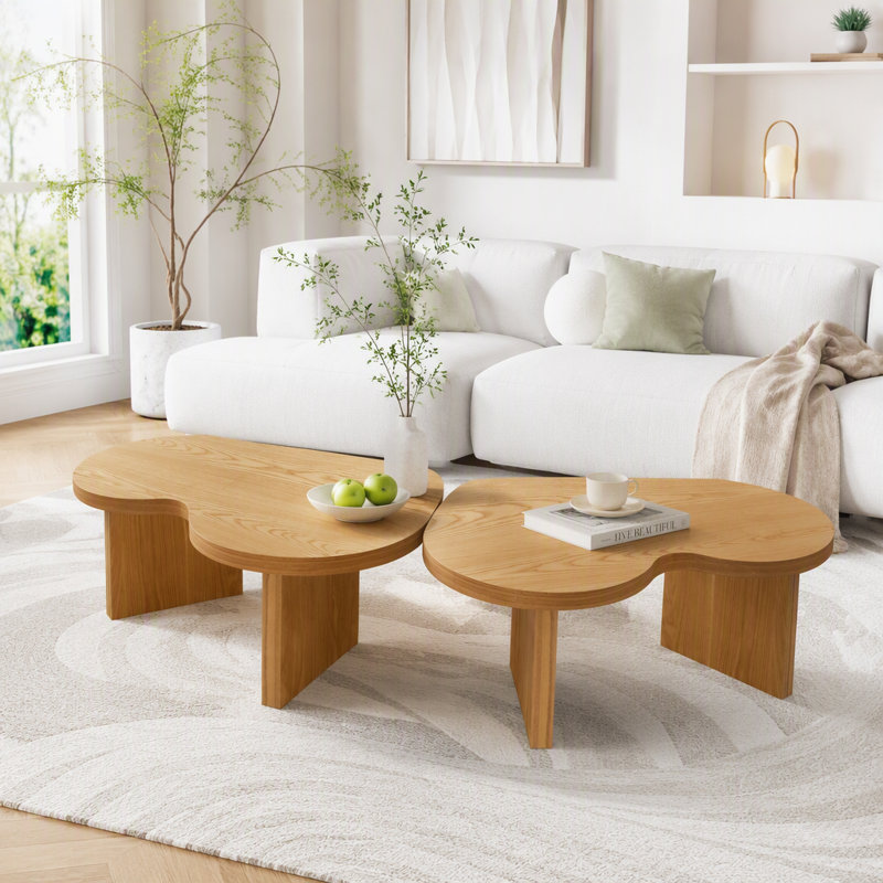 Table basse papillon moderne en MDF, idéale pour les salons, les chambres et les bureaux., Natural