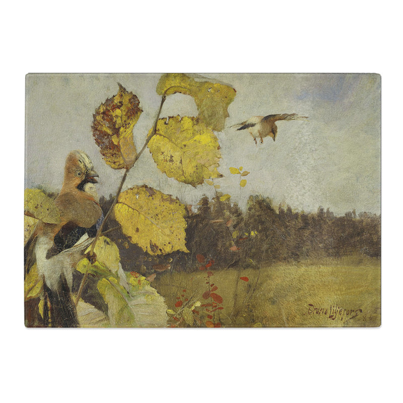 Jay Birds by Bruno Liljefors Chopping Board, 0.4cm H x 20cm W x 28.5cm L