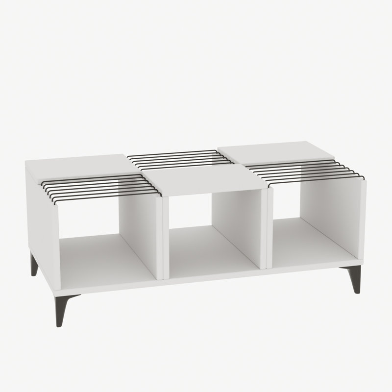 Table basse avec rangement Mannford, Blanc
