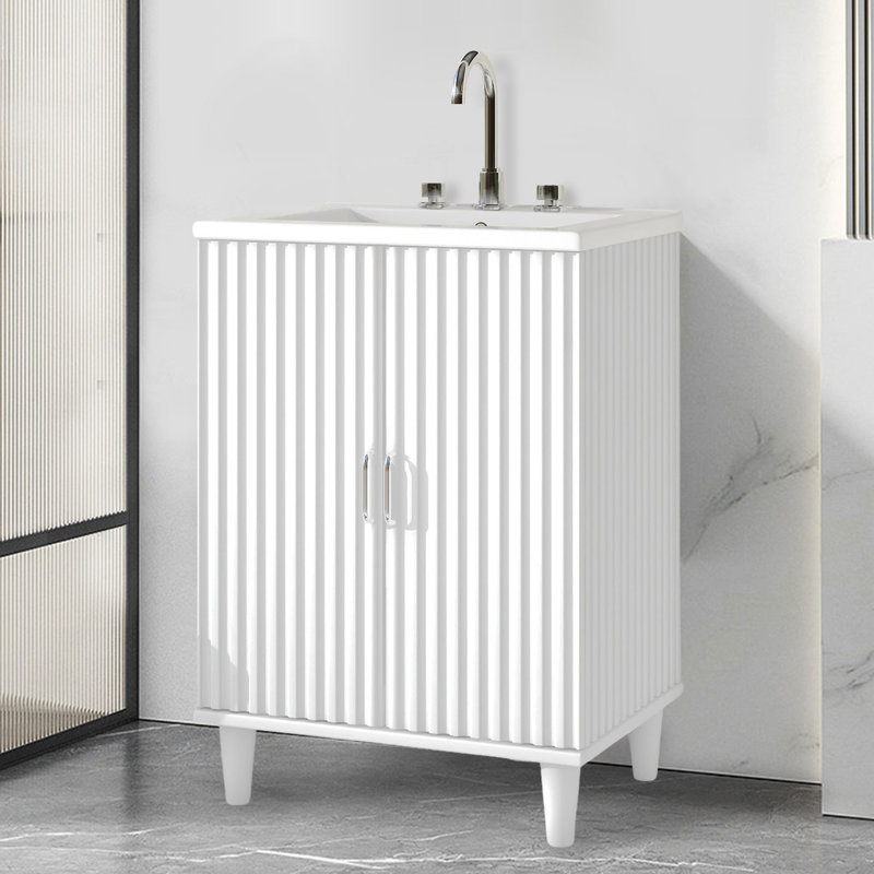 24'' Single Bathroom Vanity with Ceramic Top, White