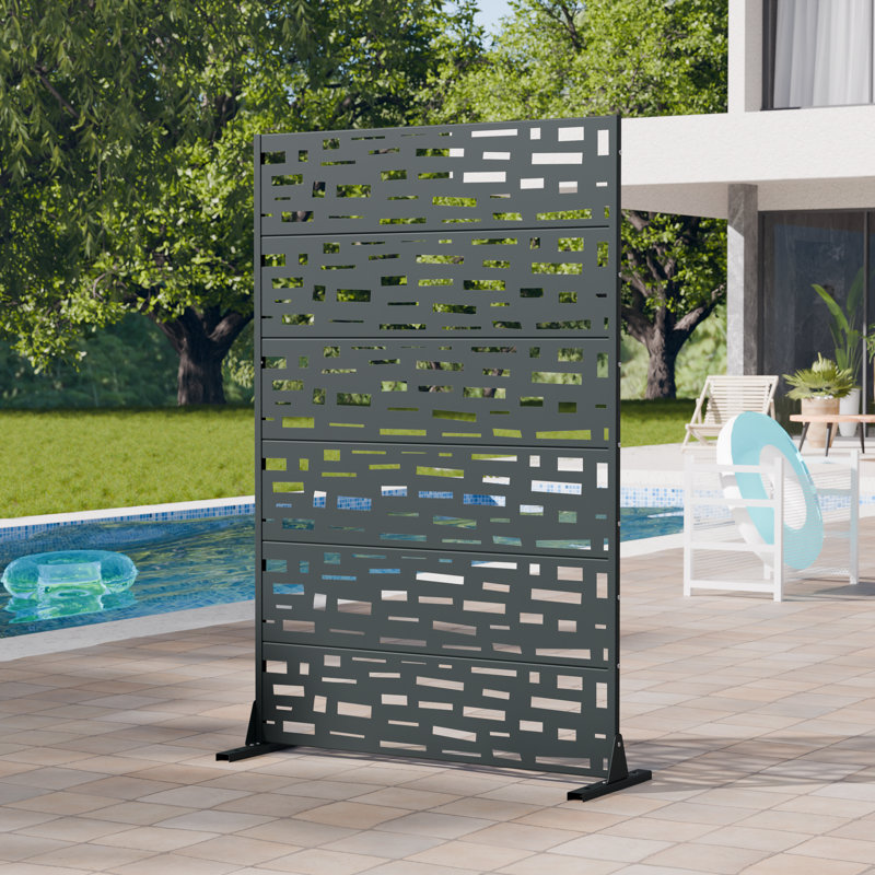 Paravents d'extérieur en métal 72 po x 47 po Gerald, H 72 po x l 47 po x P 16 po, Gris
