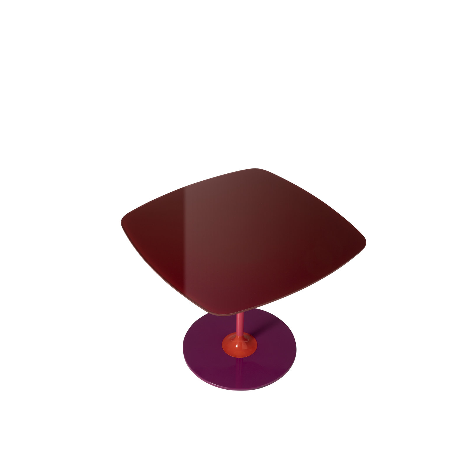 Thierry Glass End Table, Burgundy, 15.75 " H x 19.66 " W x 19.66 " D