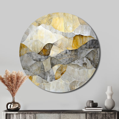 Marble Shift Perspect - décoration murale moderne abstraite ronde, art mural de salon doré