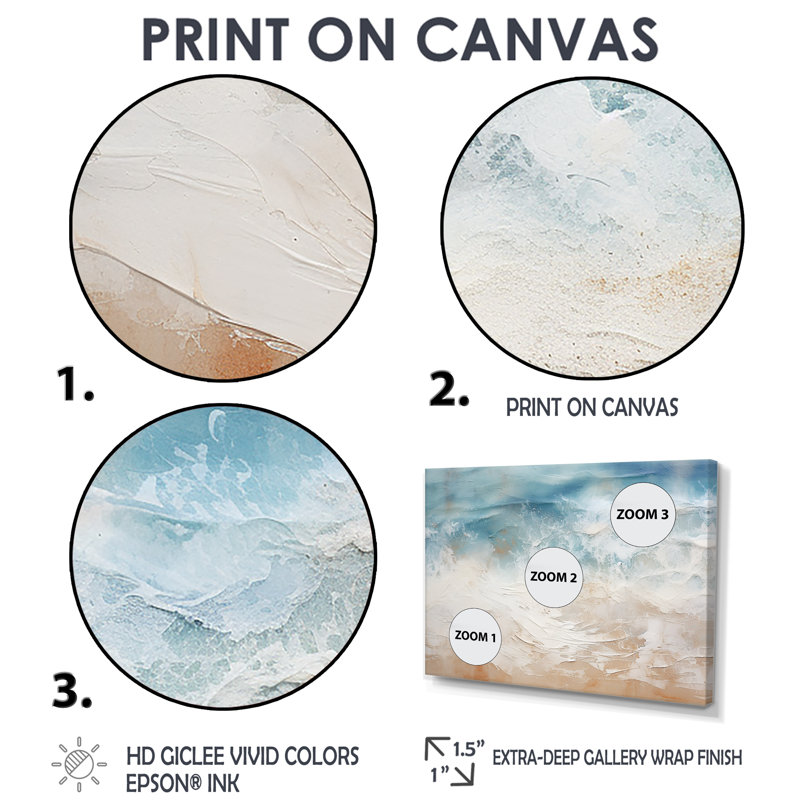 Moderne bleu et beige sable vue aérienne I - art mural côtier 4 pièces, Impression encadrée sans passe-partout, Noir