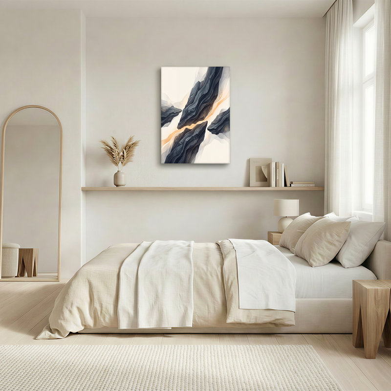 Toile grise foncée avec strates et strates dorées, H 12 po x l 18 po