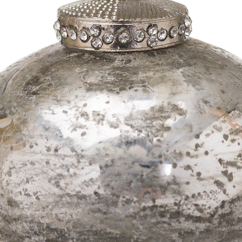 8cm Glass Bauble, Silver