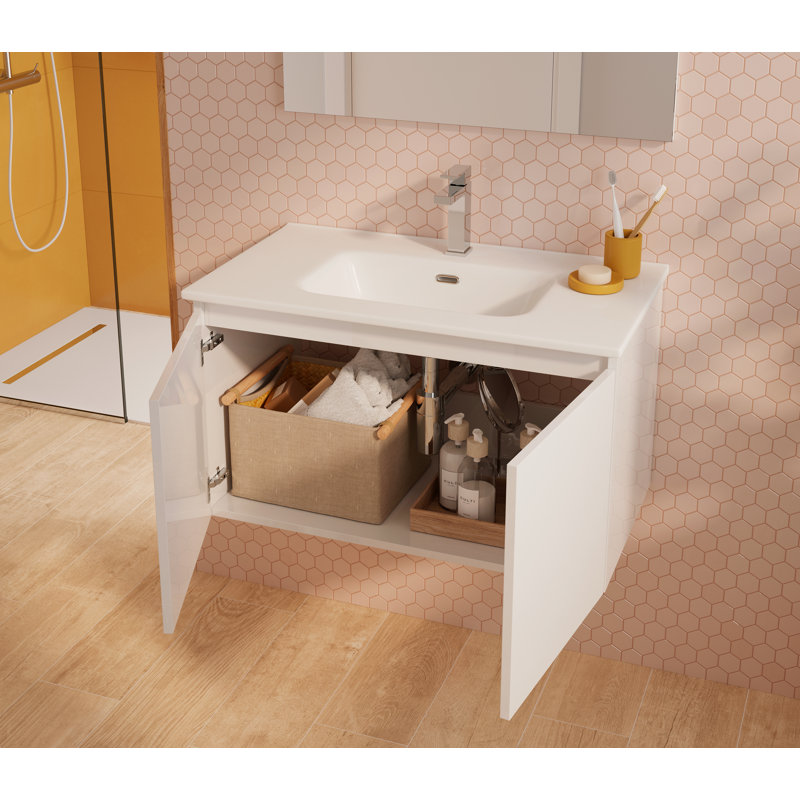 Jasso 32'' Single Bathroom Vanity with Ceramic Top, White