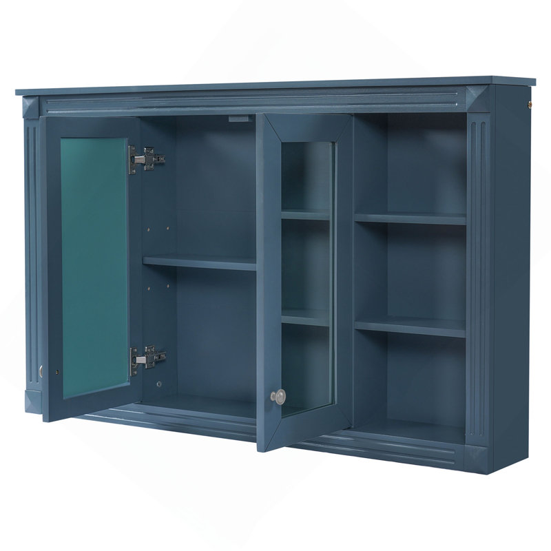 Armoire à miroir de salle de bain 47 po avec rangement, tablette réglable et tablettes ouvertes, armoire à pharmacie murale pour salle de bain, chambre à coucher, meuble-lavabo
