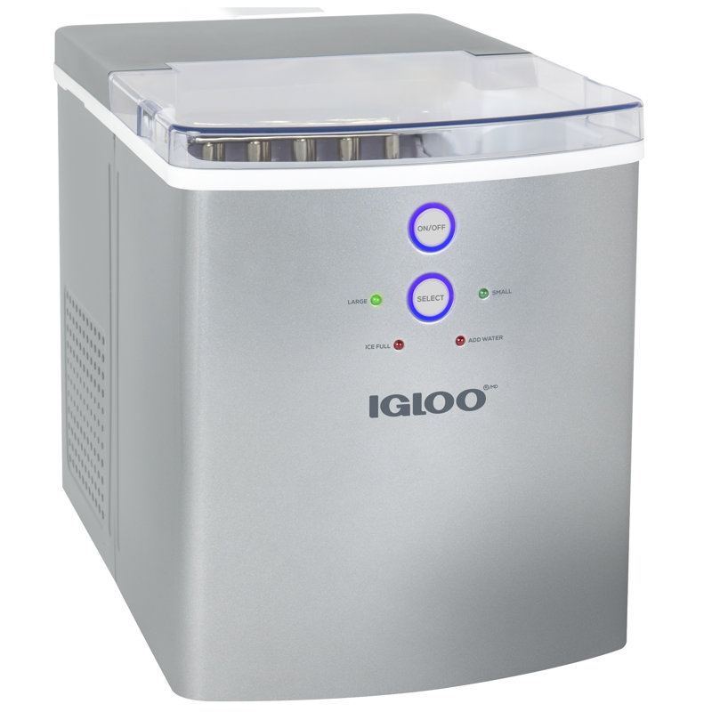 Compact Silver Stainless Steel Portable Countertop Ice Maker