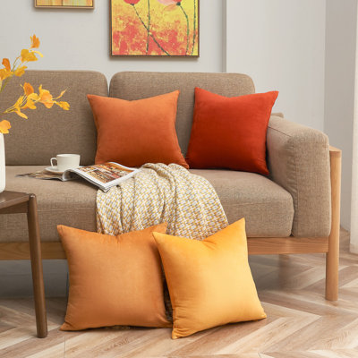 Velvet Throw Pillow Covers,Contrasting colors Pillows Decorative Set of 4
