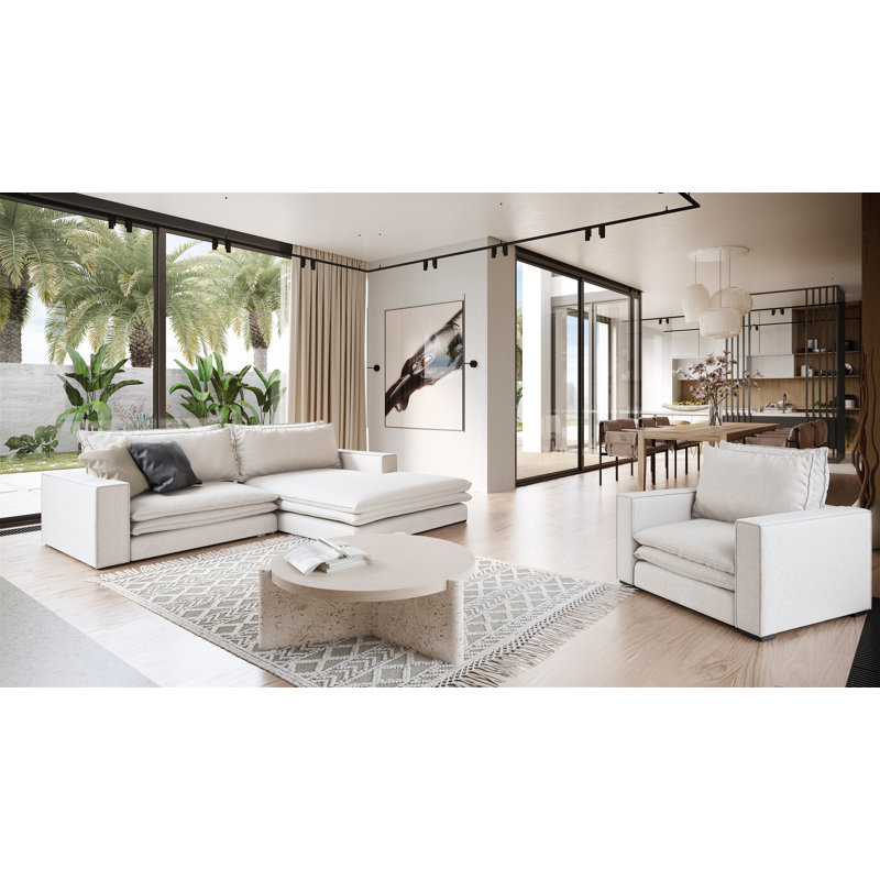 Aaron Right Corner Sofa, Right Hand Facing, Off White