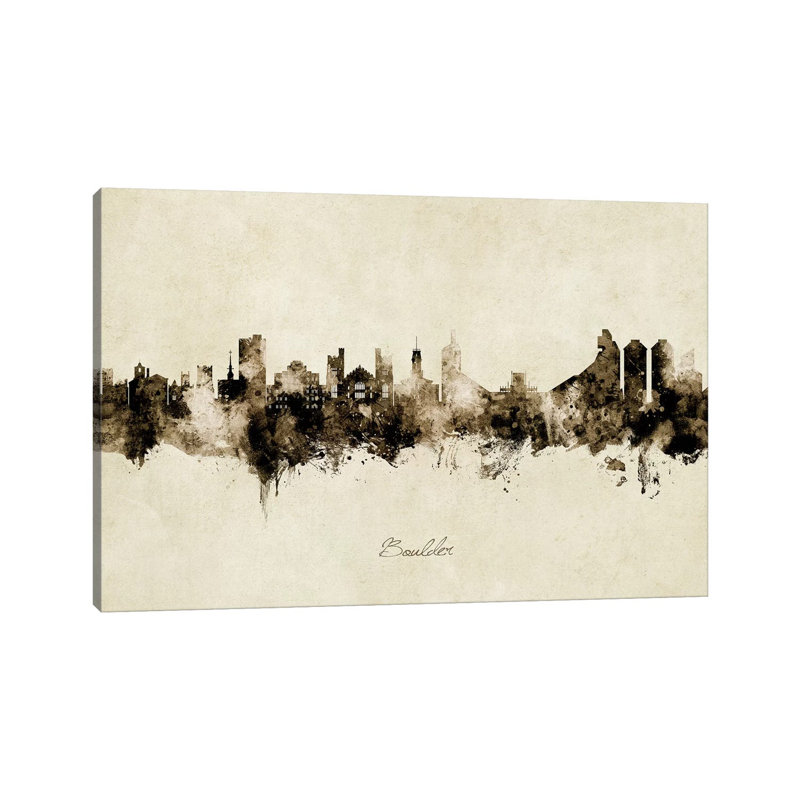 Boulder Colorado Skyline Vintage by Michael Tompsett - Wrapped Canvas Gallery-Wrapped Canvas Giclée, 20.32 cm H x 30.48 cm W
