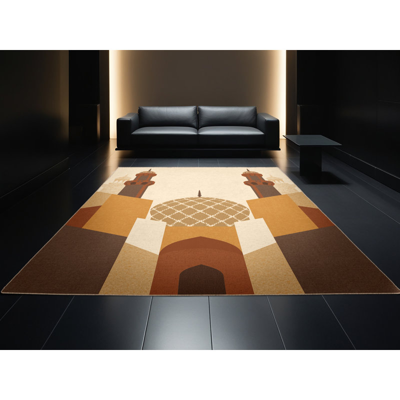 Tapis marocain beige lavable à la machine d'inspiration Pauleta, Rond 8 pi