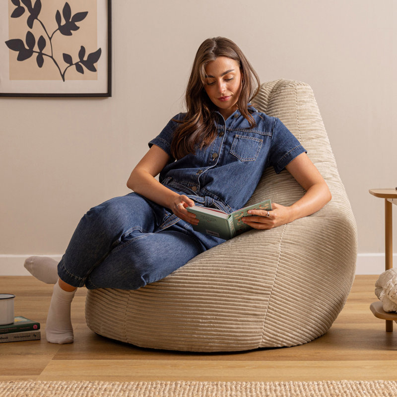 Dalton Corduroy XL Recliner Bean Bag, Beige