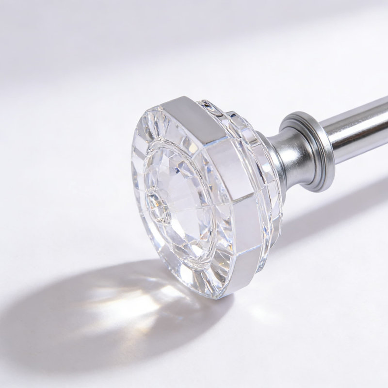 Tringle à rideaux simple avec embouts carrés en acrylique, tringle à draperie réglable de 3/4 po de diamètre de 48 à 84 po, comprend les supports de fixation et la quincaillerie