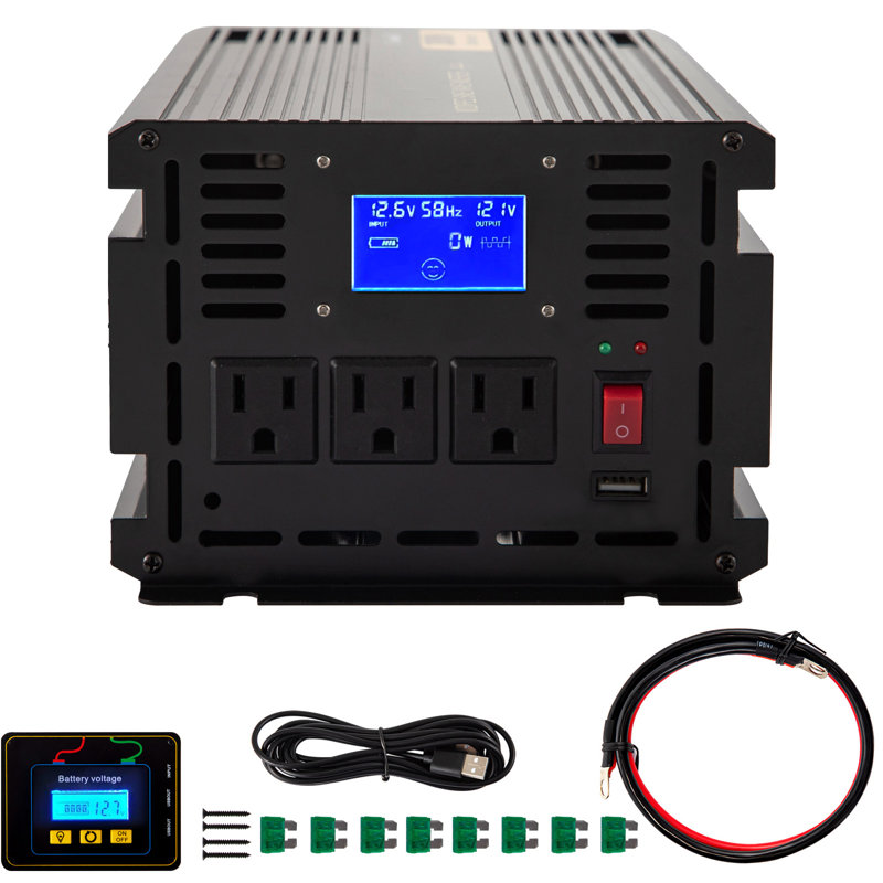 Onduleur de puissance, onduleur à onde sinusoïdale modifiée de 2000 W, courant continu de 12 V à CA