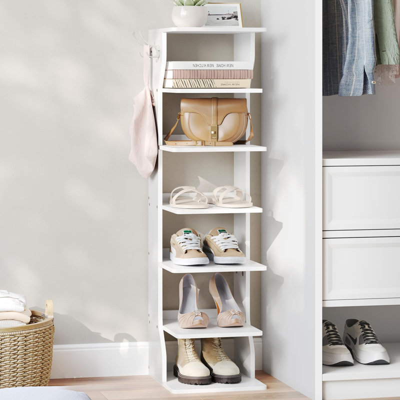 6 Pair Shoe Rack, White