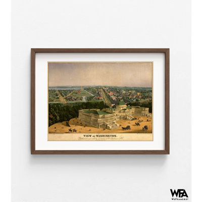 Vue du Capitole à Washington DC, 1852, affiche antique du Capitole des États-Unis, impression ancienne, impression de Washington DC, bureau fédéral