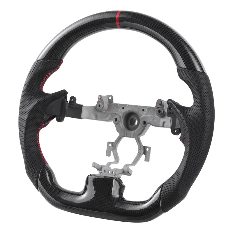Volant en fibre de carbone en forme de D à fond plat et fibre de carbone 1pc 2007-2013 Infiniti G37 noir antidérapant