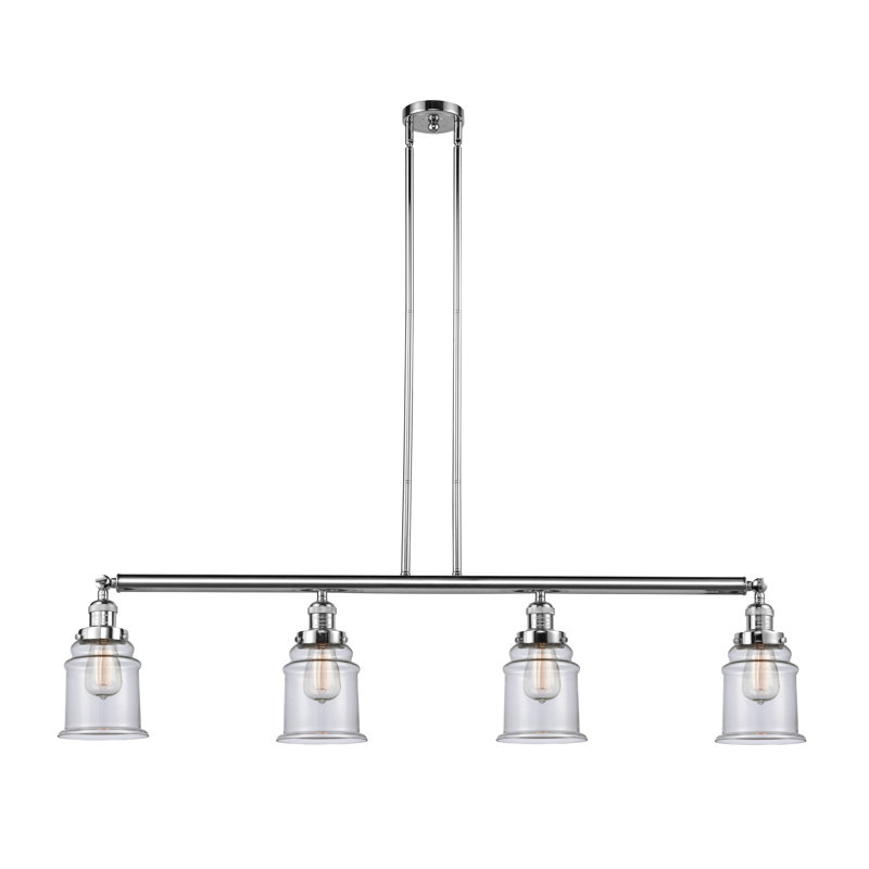Luminaire suspendu linéaire à 4 lumières pour îlot de cuisine Alexandira, Ampoule non incluse, Chrome poli, Transparent