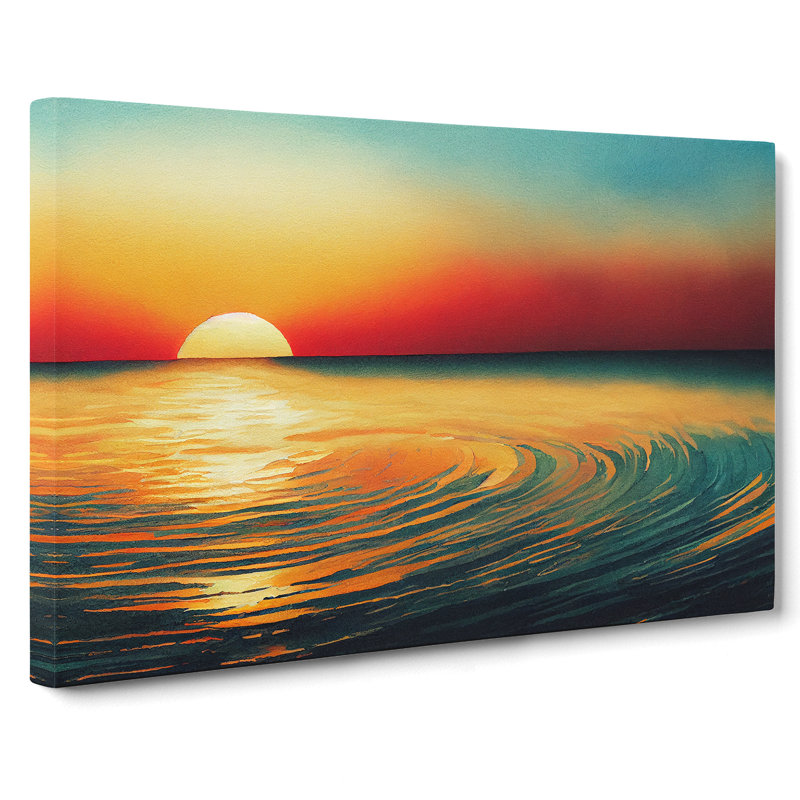 Glorious Watercolour Sunset Vol.2 - Wrapped Canvas Print, 35cm H x 50cm W x 3cm D