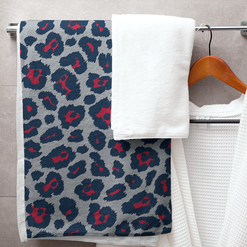 Everdene Bath Towel, Microfiber, New Century Silver/Red/Nautical Blue