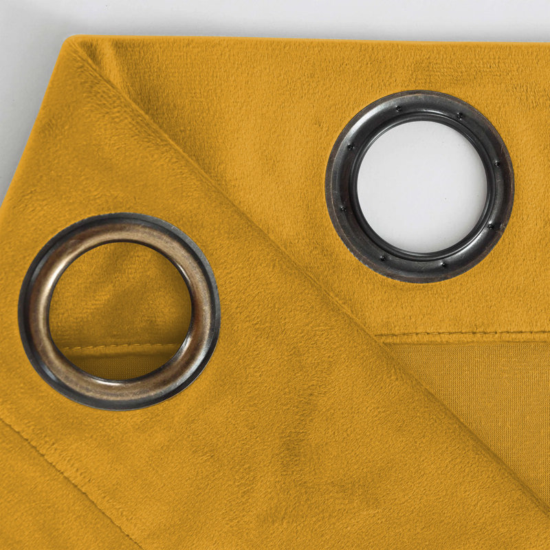 Erno Sheer Crushed Velvet Eyelet Curtains, Ochre, 168 W x 137 D cm