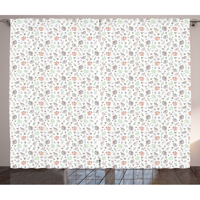 Maison Decor Print & texte tige semi Sheer poche Rideau panneaux graphiques, 54" lx 108" l