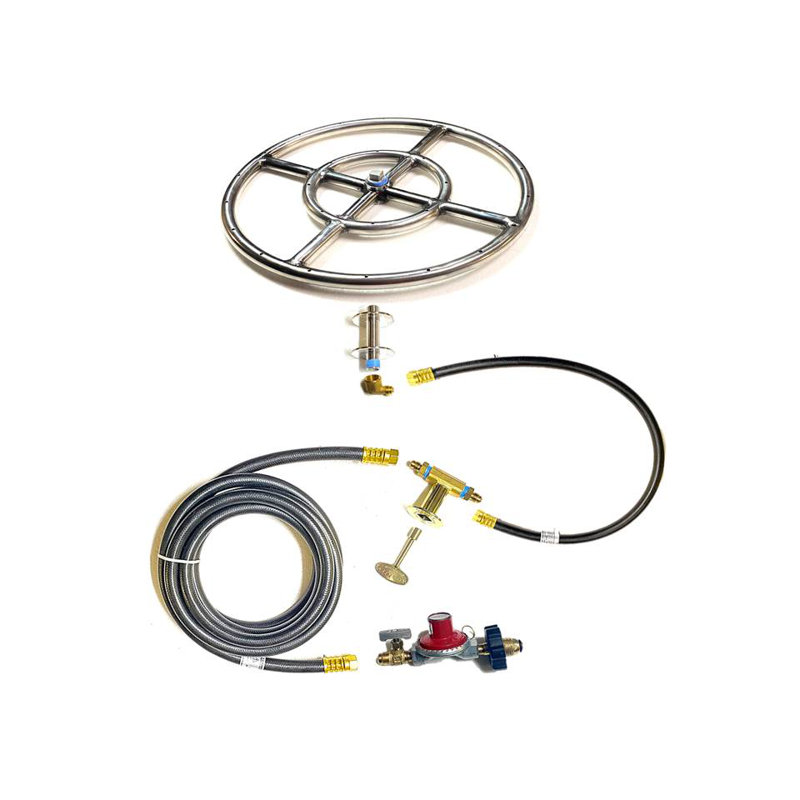 Ensemble de raccordement pour foyer au propane EasyFirePits Deluxe et brûleur à gaz à double anneau en acier inoxydable 316
